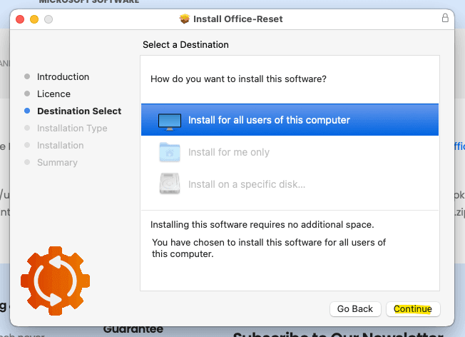 Continue Through Installer